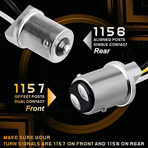 Led Turn Signal Lights 1157 Front + 1156 Rear Blinkers with Smoked Lens for 2 Inch Bullet Housing Compatible with Harley Dyna Sportster Softail Road Street Glide Road King Cruiser Turing - color: Smoked Lens