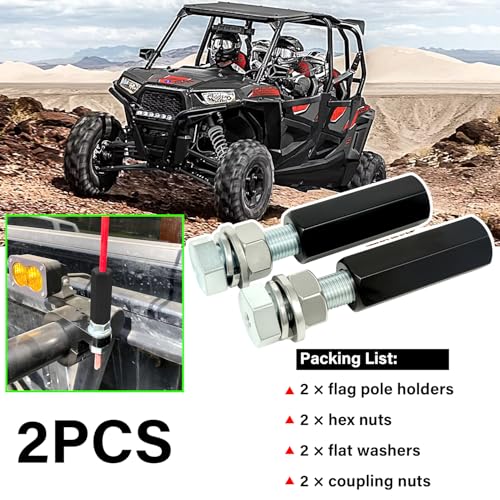 Universal Black 1/4'' Quick Release Flag Pole Holder-2 Pack ﻿ | Whip Dune Flag Mount, for Motocross, UTV, ATV, Motorcycle, Boat, Off Road, Aluminum and Steel Material - color: Black