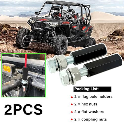 Universal Black 1/4'' Quick Release Flag Pole Holder-2 Pack ﻿ | Whip Dune Flag Mount, for Motocross, UTV, ATV, Motorcycle, Boat, Off Road, Aluminum and Steel Material - color: Black