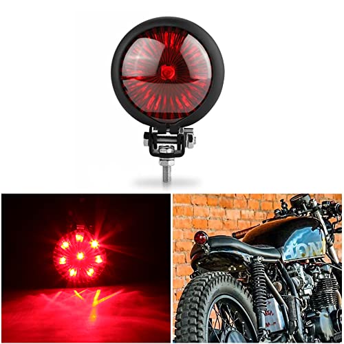 Motorcycle Tail Light LED Bates Style Bullet Brake Stop Rear Lamp Compatible with Cafe Racer Bobber Chopper Bonneville - Red - color: Red