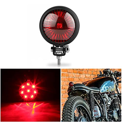 Motorcycle Tail Light LED Bates Style Bullet Brake Stop Rear Lamp Compatible with Cafe Racer Bobber Chopper Bonneville - Red - color: Red