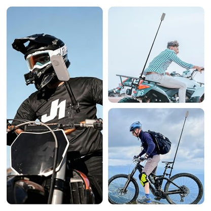 NEEWER Basics Motorcycle Bike Mount Accessories Kit, Invisible Selfie Stick Bicycle Handlebar Clamp Holder Compatible with Insta360 DJI OSMO 360 Pocket 3 Action Cameras for POV Video Recording, GP-32