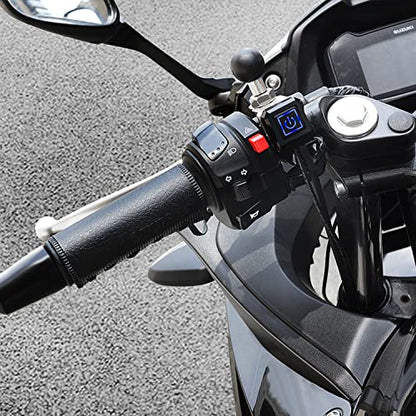 Heated Motorcycle Grips Covers, IP67 Waterproof Winter Motorcycle Gear, Heated Grips for 12V ATV Motorcycle Hand Grip with Temperature Adjustable & Fast Heating