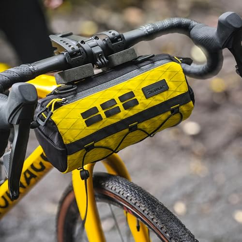 Rhinowalk Bike Handlebar Bag 2.8L Waterproof Front Tube Bag for Road, Gravel, and Mountain Bikes, Cylindrical EVA Frame Pack with Shoulder Strap (Yellow) - color: Yellow