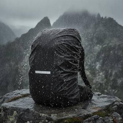 Backpack Rain Cover with Reflective Strips, Polyester Pack Cover for Hiking and Cycling, Black (1 PC)