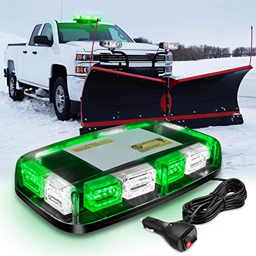 Nilight 12 Inch Roof Top Strobe Lights 48LED Hazard Light Emergency Safety Warning LED Flashing Bar Magnetic Mount 12V 24V Cars Trucks Tractors Snow Plows Construction Vehicles - color: Green Mix White