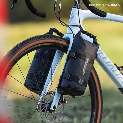 Rhinowalk Bike Front Fork Bag Waterproof Bicycle Pannier Heavy-Duty Rack Pouch with Air Valve and Reflective Design, Cycling Bag for Mountain Bike & E-Scooter (4L,1pc Black) - size: 4L