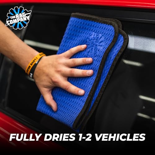 The Rag Company Dry Me A River, Professional Korean 70/30 Blend Microfiber Waffle-Weave Drying & Detailing Towels, Soft Suede Edges, 390 GSM, 16x24 Inches, Royal Blue, 3-Pack - color: Royal Blue, size: 16in x 24in