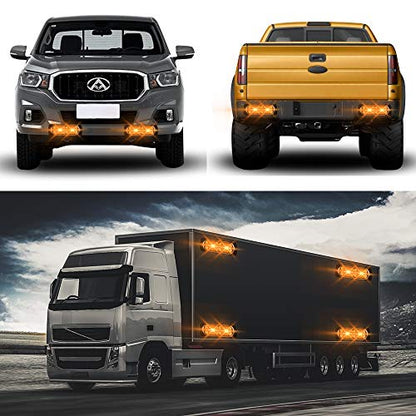 12-24V 20-LED Super Bright Emergency Strobe Warning Caution Hazard Construction Waterproof Flashing Strobe LED Light Bar Surface Mount for Car Truck SUV Van (Amber) - color: Amber