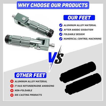 Universal Motorcycle Bicycle Folding Passenger Foot Pegs M8 Rearsets Rear Set Footrests Footpeg Foot Rest Peg Pedals For Bike Install Hole 8mm (A-ZDJT-012-Titanium) - color: A-ZDJT-012-Titanium