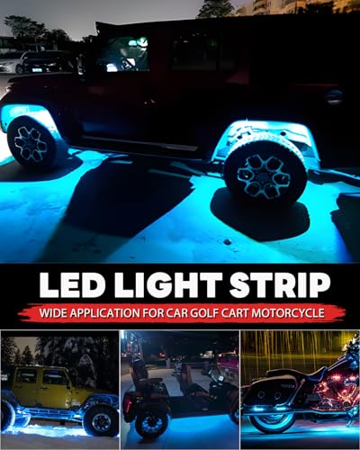 12V Led Light Strip 12.7" Waterproof ICE Blue Led Light Strips for Car Golf Cart Motorcycles Truck Boat Led Strip Lights,Pack of 4 - color: ICE Blue Led Light Strip