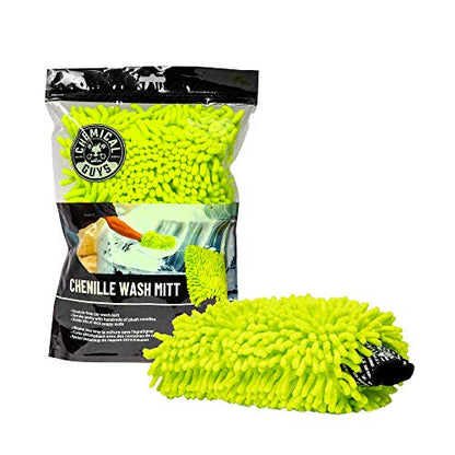 Chemical Guys Chenille Premium Scratch-Free Microfiber Wash Mitt for Car Washing - Lime Green, Ultra-Soft Car Wash Glove, Swirl-Free Finish, Safe for Trucks, SUVs, Motorcycles, and More - size: Regular