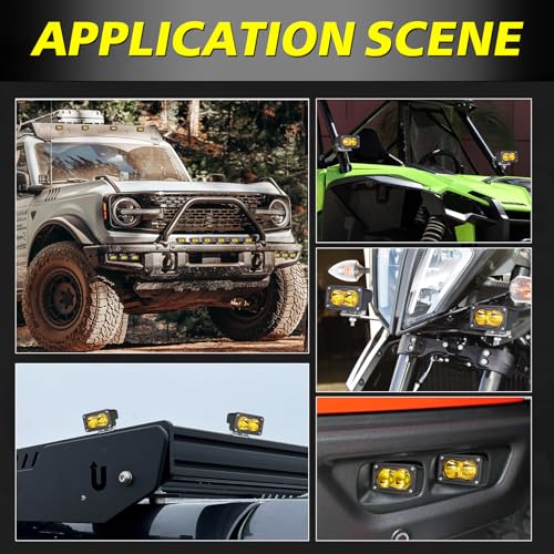 Yellow LED Pods, AKD Part 3 Inch CREE LED Ditch Lights 40W Spot Flood Combo LED Fog Lights Small Yellow Chase Light Bar Pods 2 Pack for Truck Motorcycle Dirt Bike SUV UTV ATV Surron Toyota - color: Yellow