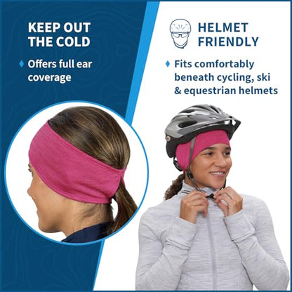 TrailHeads Womens Ponytail Headband - Moisture Wicking Hair Headband for Running, Winter, Workout - Athletic Headband Women - color: heather pink-grey-purple
