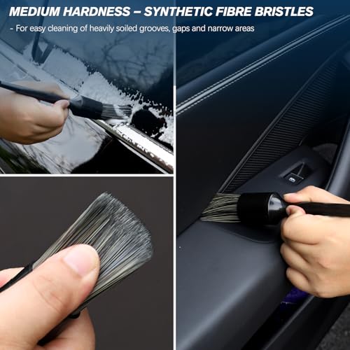 Car Detailing Brushes Set, 8-Piece Auto Detail Cleaning Brush Tool Kit in Ultra-Soft/Middle/Hard, Crevice Brush for Car Interior & Exterior, Leather, Air Vents, Emblems, Wheels Wash & Care - style: STYLE-A