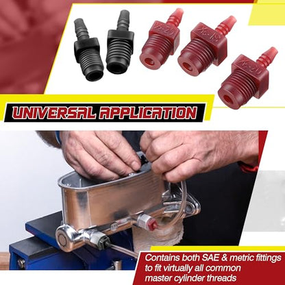 Enhon Master Cylinder Bleeder Kit Complete Brake Bleeder Kit with 22 in Clear Hose, Clip, PTFE Tape, SAE and Metric Fittings Universal Fit(29 Pcs)