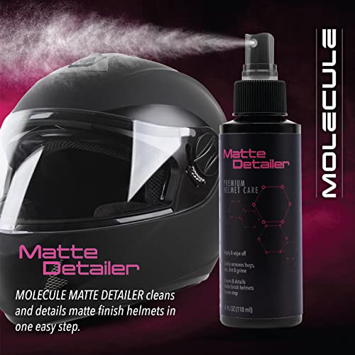 Molecule Helmet Matte Detailer | Premium Helmet Care | Cleans & Details Matte Finished Helmets, Visors, and Goggles | 4 Ounce