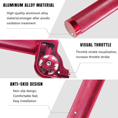 Motorcycle Throttle Grip 7/8" 22mm CNC Aluminum Quick Twister with Throttle Cable for KLX CR CRF EXC XR CRF50 CRF230 50 110 125 230 250 Dirt Pit Bike Motocross Motorbike Quad ATV - color: Red