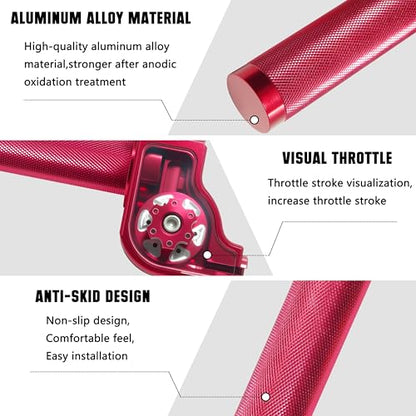 Motorcycle Throttle Grip 7/8" 22mm CNC Aluminum Quick Twister with Throttle Cable for KLX CR CRF EXC XR CRF50 CRF230 50 110 125 230 250 Dirt Pit Bike Motocross Motorbike Quad ATV - color: Red