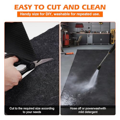 Grefinity Oil Spill Mat, 60" x 72" Oil Mat for Driveway, Under Car Pad for Garage Floor, Protects Against Oil, Chemicals & Stains with TPE Anti-Leak Backing, Reusable & Washable - size: 5'x 6’