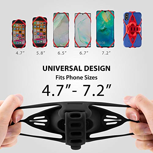 Bone Bike Tie Pro 4, Bike Cell Phone Mount for Stem, Scratch-Free Silicone Holder with Shock-Absorbing Design, Universal Cycling Phone Holder Compatible with Most Smartphones (Black - Stem) - color: Black - Bike Tie Pro 4
