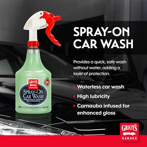 Griot's Garage Spray-On Car Wash for Vehicle Cleaning and Detailing, Rinseless and Waterless, No Hose and Bucket Needed, With Carnauba Wax Protection, 11065, 35oz - size: 35 Fl Oz (Pack of 1)