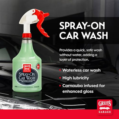 Griot's Garage Spray-On Car Wash for Vehicle Cleaning and Detailing, Rinseless and Waterless, No Hose and Bucket Needed, With Carnauba Wax Protection, 11065, 35oz - size: 35 Fl Oz (Pack of 1)