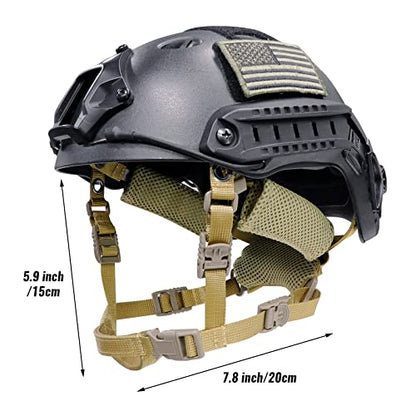 Tactical Helmet Chin Strap Adjustable Dial 4 Points Suspension System with Bolts and Screws for Tactical Fast MICH Bump Helmet Accessory - color: Khaki