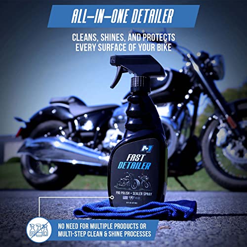 Fast Detailer Motorcycle Cleaner, Pro Polish Plus Sealer Spray, All-in-One Every Surface Motorcycle Cleaning Kit with Microfiber Cloth, Quick Detailer, 16 FL OZ