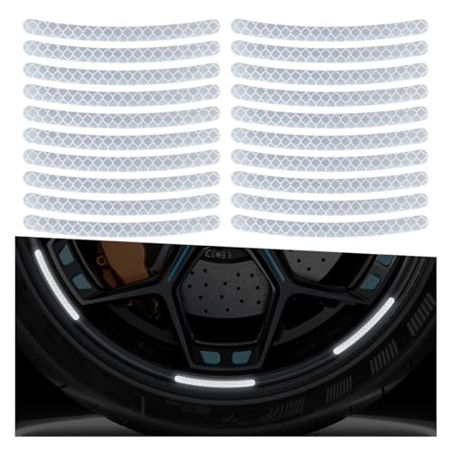 ZIMISI 20PCS Car Wheel Stripe Reflective Stickers, Anti-Scratch Rim Decals for Vehicles, Night Safety Warning Tape Decal, Car Wheel Decorative Stripe Stickers for Motorcycles, Bicycles (White) - color: White