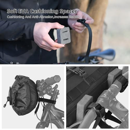 Rhinowalk Bicycle Handlebar Bag, both sides open and folded closed, with waterproof inner pocket, suitable for road bike, mountain bike, etc. - color: Black