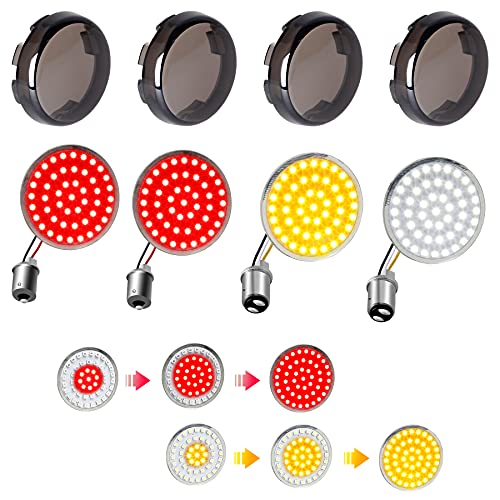 Sequential Led Turn Signals, 1157 Front + 1156 Rear Blinkers with Smoked Lens Compatible with Harley Sportster Softail Street Glide Road King Cruiser Turing - color: Sequential Light & Smoked Lens