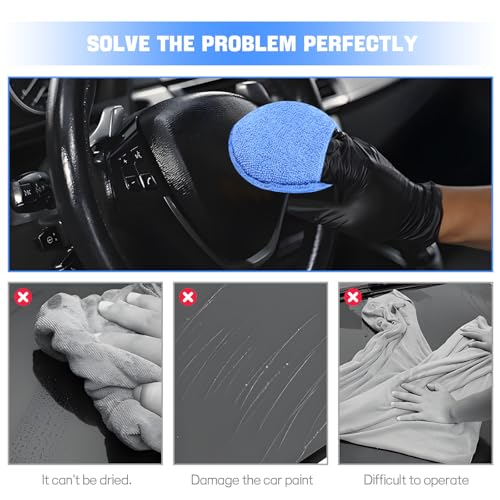 Hovom 6PCS Microfiber Wax Applicator, 5" Round Applicator Pads, Soft Automotive Waxing Foam Pads, Buffing Pads for Car Cleaning, Polishing and Detailing, Reusable Car Wash Sponge (Blue) - color: Blue