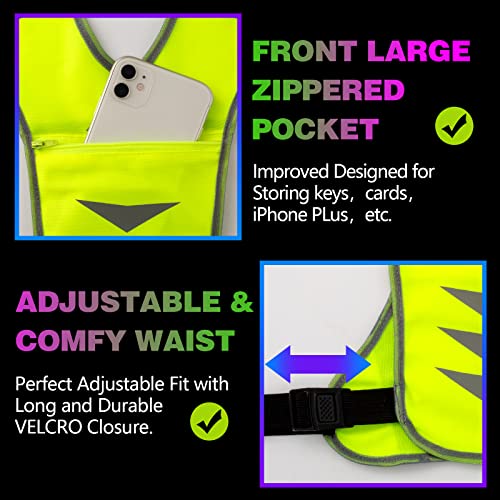GoxRunx Reflective Running Vest Gear with Reflective Bands for Women Men Safety Reflective Vest for Walking Running Cycling at Night - color: Green