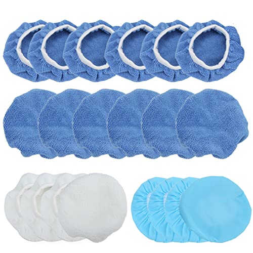 20Piece 6in Microfiber Car Polisher Pad Set for Waxing Polishing Buffing Bonnets Compatible with Cars Motorcycles Boats