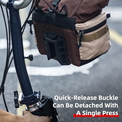 Rhinowalk Handlebar Bag for Brompton Folding Bike, 6.5L Expandable Front Bag with Quick Release Mount, Shoulder Strap, Multiple Pockets and Rain Cover (Black) - color: Black