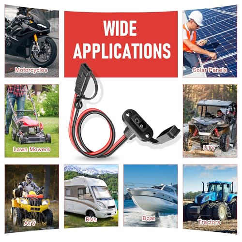 SAE Connector 1FT 10AWG, SAE Battery Quick Connect Plug Waterproof Extension Cable for Solar Panel, Street Glide, Road Glide, Motorcycle Charging Port Upgrade, RV, Solar Generator Battery Charger - size: 1FT