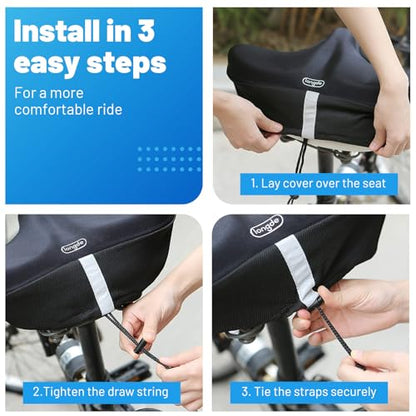 Wide Bike Seat Cover – 13.5” x 10.5” Gel Padded Bicycle Cushion for YLG Saddle – Anti-Slip, Medium Firm Support for Indoor & Outdoor Riding