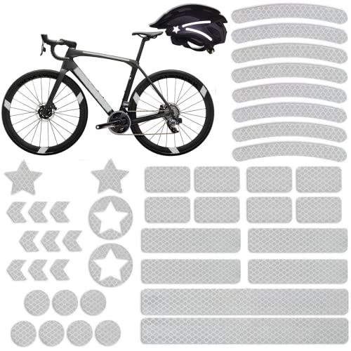 42Pcs Reflective Stickers, Reflective Decals Multi Shapes Kit, Waterproof Outdoor Safety Warning Reflective Stickers, Night Visibility Adhesive Stickers for Helmet, Bicycle, Car & Stroller
