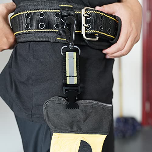 MELOTOUGH Firefighter Glove Strap | Glove Holder Clip with Glove Leash Swivel Snap Hook,Reflective for Quick Access - color: Reflective Hi-vis Lime With Alligator Clip