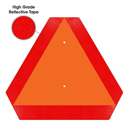 Ignixia Slow Moving Vehicle Sign, 0.7 mm Thick Rust free Aluminium Slow Moving Vehicle Triangle signs, 14”x 16” Inches Orange base with Reflective border, SMV Sign for Golf Cart, UTV, safety signs
