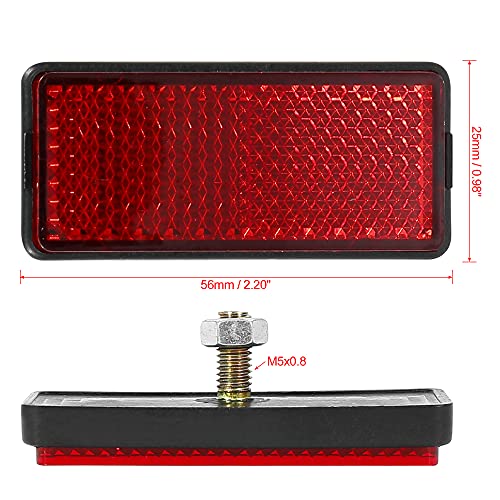 F FIERCE CYCLE M6x1.0 Round & M5x0.8 Rectangle Red Plastic Universal Screw Mount Reflective Warning Reflector for Motorcycle Bike