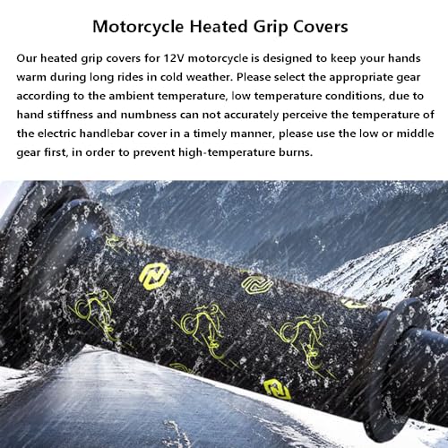 Riloer Motorcycle Heated Grip Cover Pad, 12V Scooter Motorcycle Hand Grip Heater Warmer Hot, 3 Temperature Settings Grips Handlebar Electric Heating Handle Cover (With Offset Printing Pattern) - style: With Offset Printing Pattern