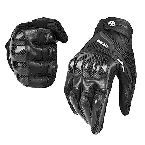 BORLENI Motorcycle Gloves Touch Screen for Men Women Padding Hard Knuckle Cycling Motorbike ATV Hiking Riding Climbing Glove - color: Carbon-Black, size: Medium