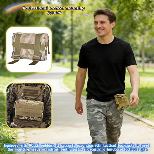 MOLLE Pouch Tactical EDC Utility Bag, Water Resistant 600D Nylon Waist Pack for Men Women, Multi-Functional Tool Organizer with MOLLE Webbing for Hiking Camping Travel Accessories Phone Wallet