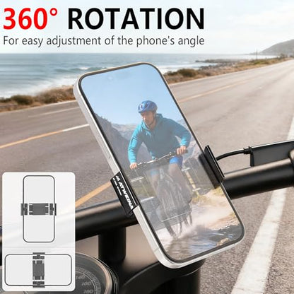 Bike Handlebar Mounts for 4.5-7.1 Phones (Black) | 360 Degrees Rotate Aluminum Alloy Frame Half-Enclosure Design - color: Black