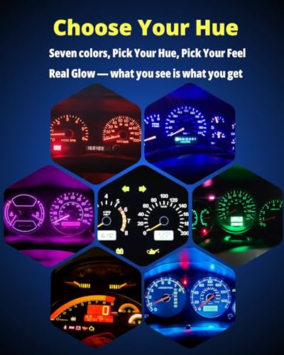 WLJH 40 Pack T5 T10 LED Bulbs with Sockets, Non Polarity Plug and Play, 300 Lumen Dimmable,for Interior Dash Gauge Cluster Dome Map Footwell and License Plate Lights, Fits 74 2721 194 168, Ice Blue - color: Ice Blue