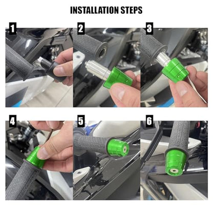 Universal Motorcycle Bar Ends Plug For VulcanS Ninja400 Ninja500/1000/400R/250/250R/250SX/1000SX ZX6R Z650 Z900 Z400 ZX14R ZX10R ZX600 ZX636 ZX4RR ZX4R etc Motorbikes Handlebar bar Ends Plugs - color: Green
