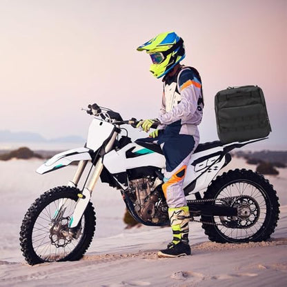 Motorcycle Tail Bag, 32-48L Waterproof Large Capacity Motorcycle Travel Luggage Bag, Rear Seat Bag with Rain Cover and Shoulder Strap, Black