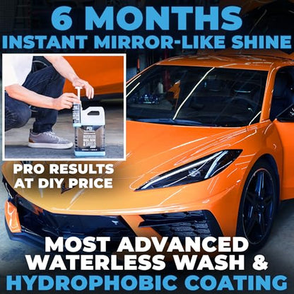 Flowgenix™ Waterless Car Wash Spray - Grand Finale - Motorcycle Cleaner & Car Wax Polish (1 Gal or 128 oz) - Ceramic Coating - Quick Detailer Spray to Make Your Vehicle Shine - color: Waterless Car Wash Spray (1 Gallon)